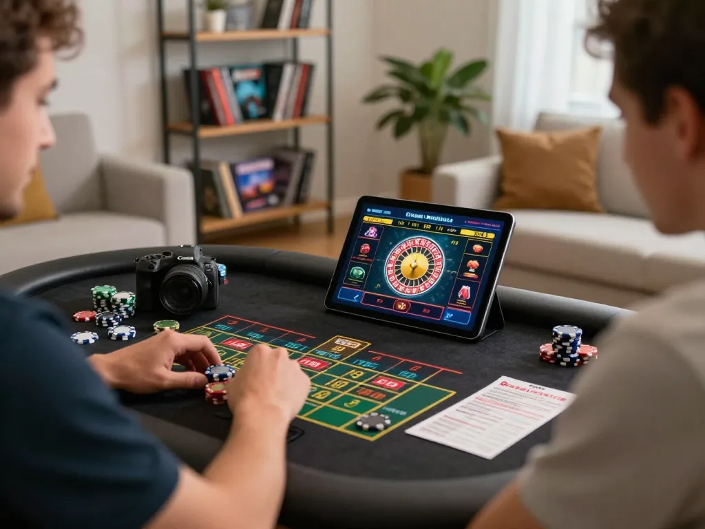 NET88 player engaged in thrilling online roulette gaming from home.