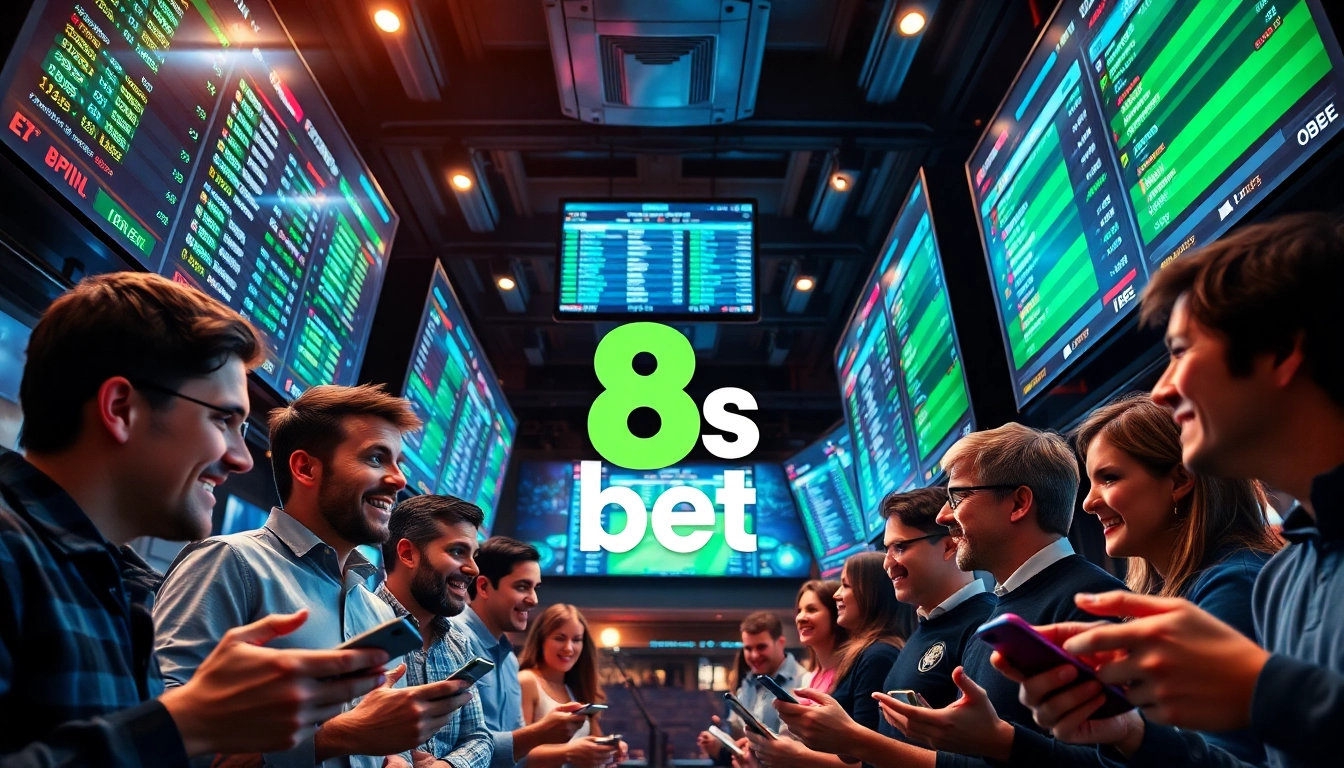 Engaging betting scene showcasing 8s bet with enthusiastic bettors and dynamic live odds display.