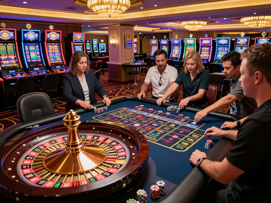 Players engaging at the roulette table during an exciting tg88 casino night, showcasing dynamic gameplay moments and vibrant decor.