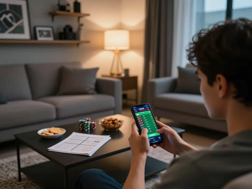 Spoiling an exciting soi keo nha cai sports betting experience at home with smartphone and strategy notes.