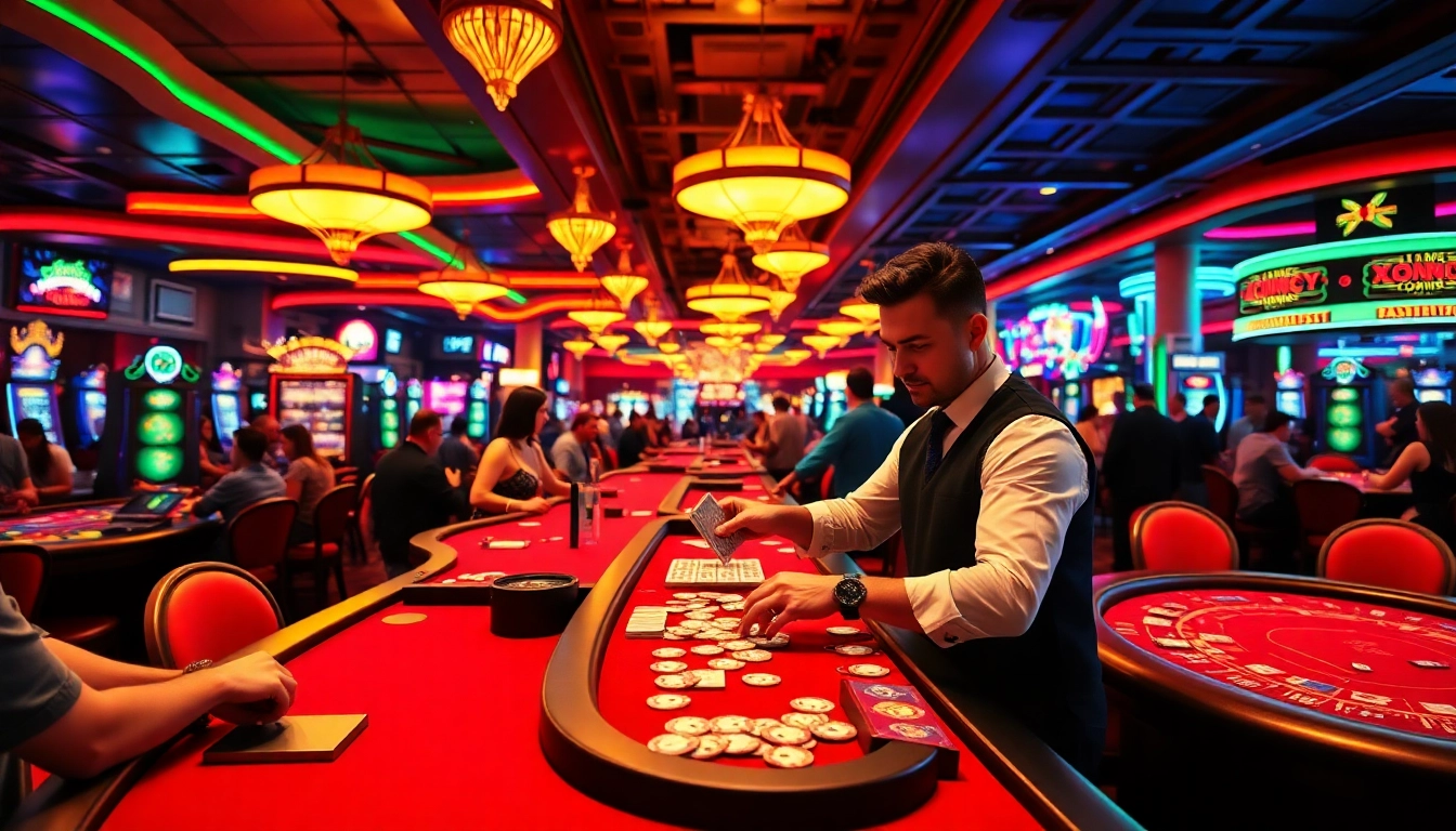 Log in to citinow casino for thrilling gaming experiences in a colorful casino scene.