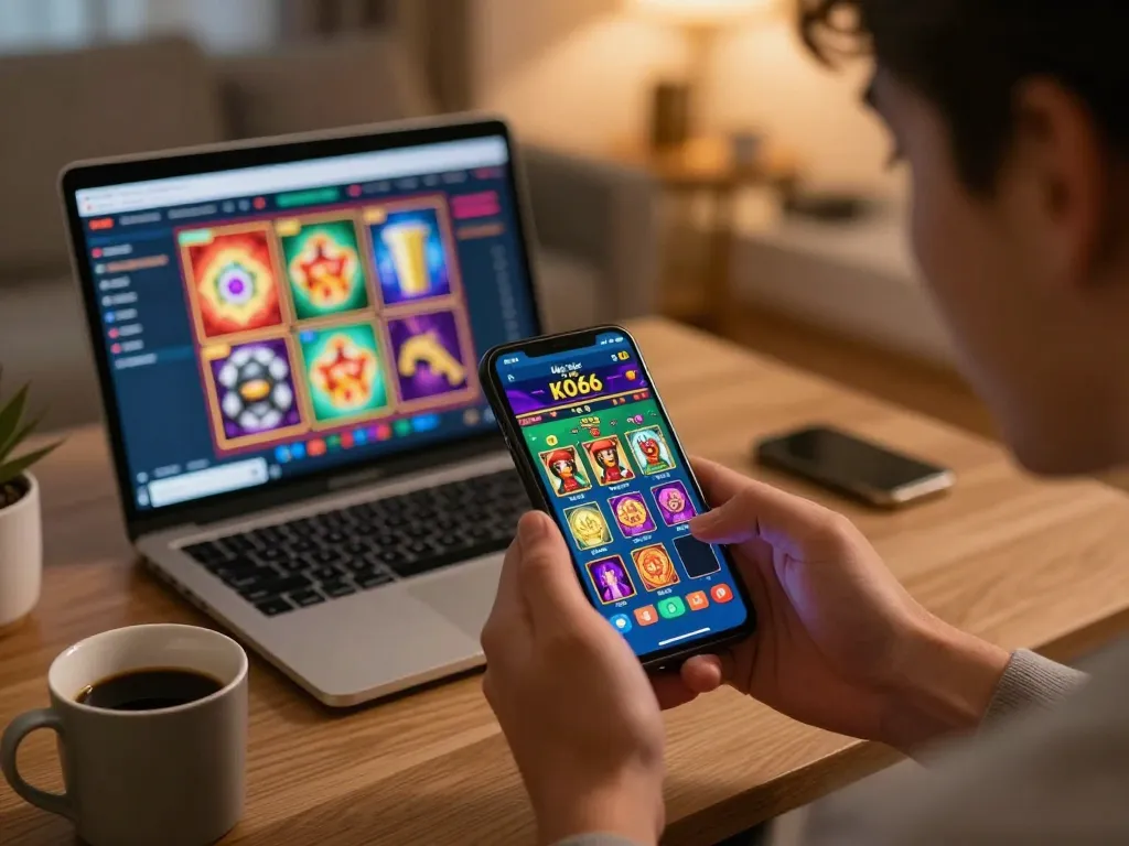 Nạp tiền KO66 through smartphone while enjoying an online gaming session at home