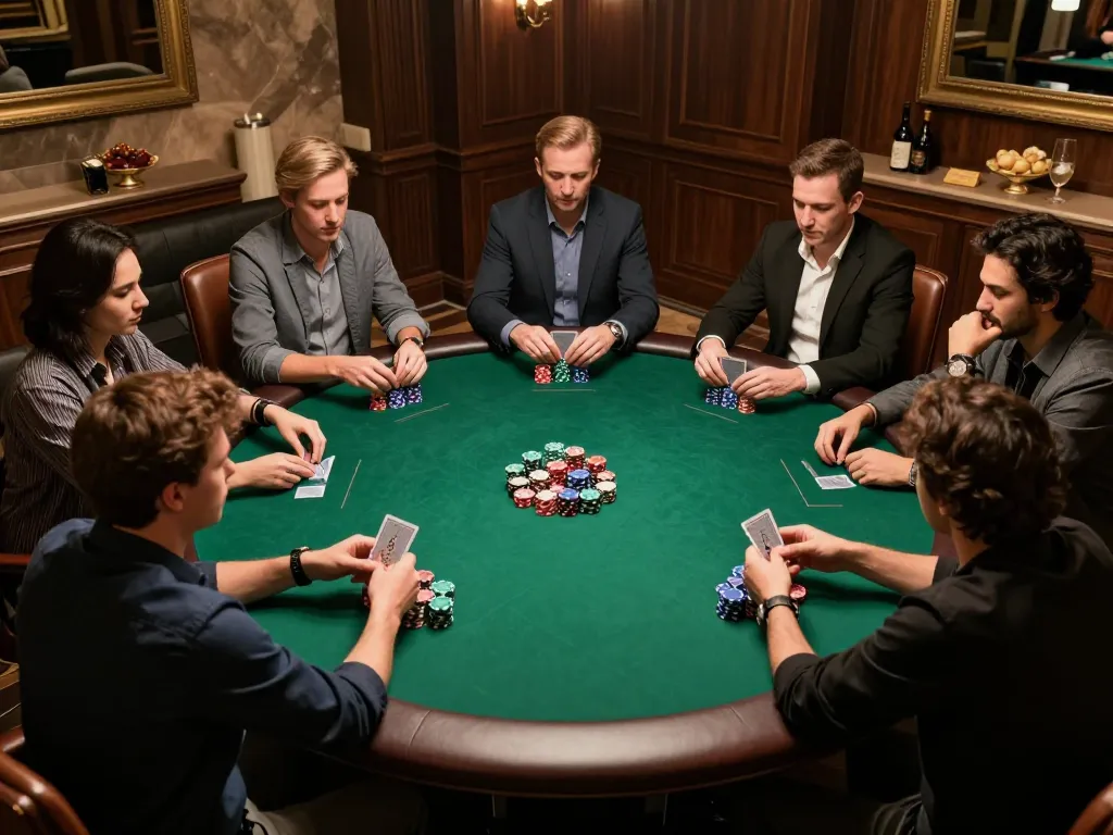 Players engaging in a strategic poker game at home, showcasing premium g28 poker chips and cards