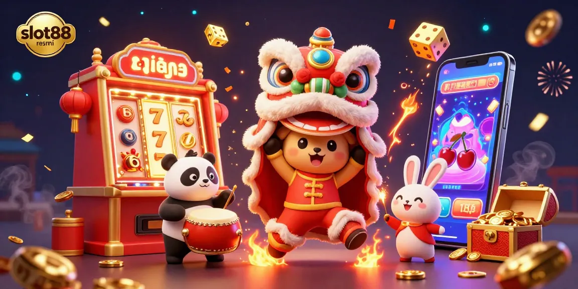 Experience thrilling wins with slot88 resmi in a vibrant 3D slot gaming scene filled with action.