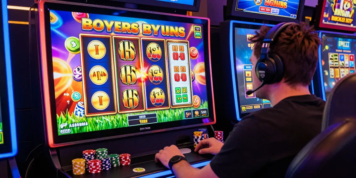 Engaging player enjoying bonus buy slots uk in vibrant online casino setting