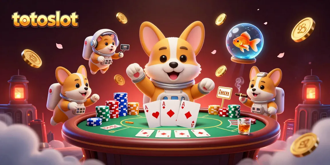 Engage with the thrilling totoslot scene of a floating space casino featuring unique characters and dynamic elements.