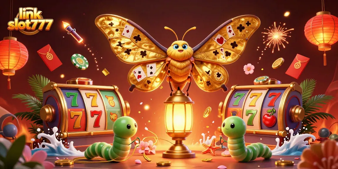 Play exciting games with link slot777 featuring vibrant 3D casino elements and golden motifs.
