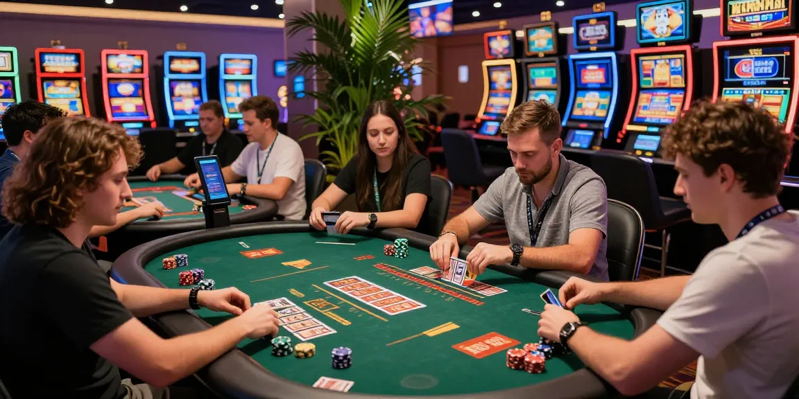 Experience vibrant credit card casino sites with players enjoying gaming and promotions.