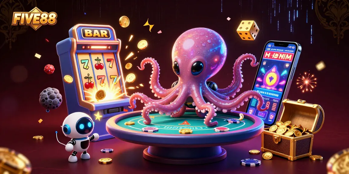 Experience thrilling gameplay at FIVE88 with vibrant 3D animations, jackpot effects, and engaging casino elements.