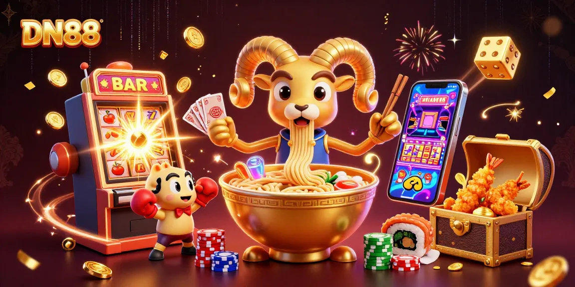 Experience thrill at DN88 with vibrant 3D cartoon casino scene featuring unique characters and game elements.