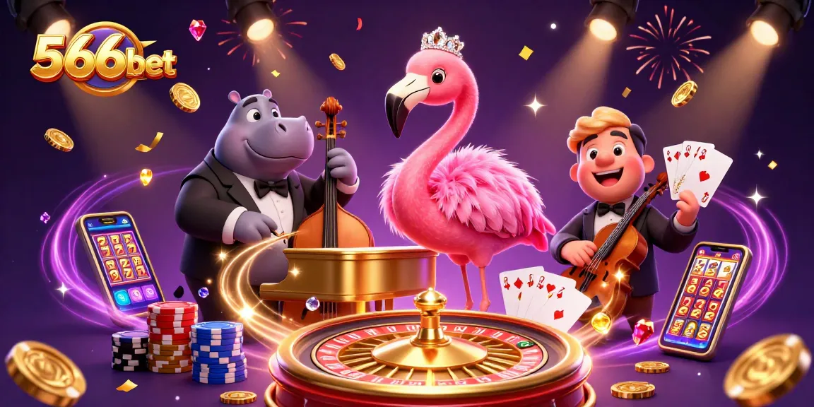 Experience the exciting gaming world of 566bet with vibrant characters and casino action.