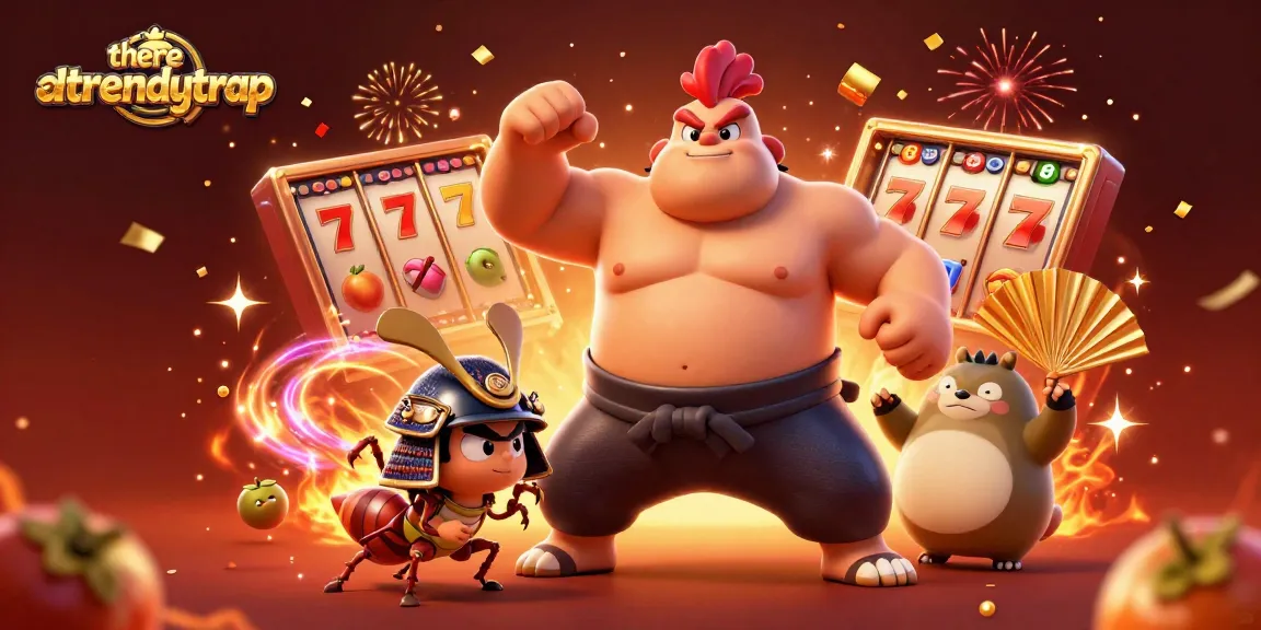 Slot online dengan therealtrendytrap yang menampilkan juara, simbol keberuntungan, dan permainan menarik.