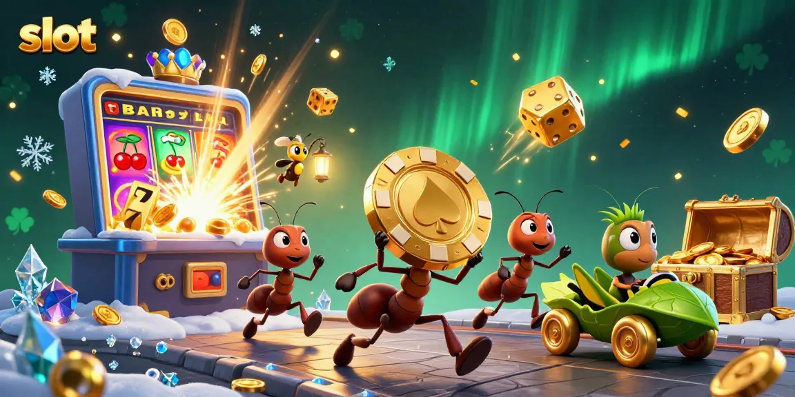 Engaging slot gaming scene featuring ants, firefly lookout, and grasshopper amidst jackpot explosion