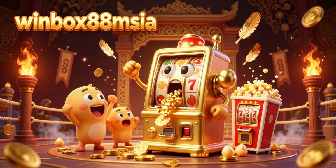 Experience the excitement at winbox88msia with golden slot machines hitting jackpots and lively game elements.